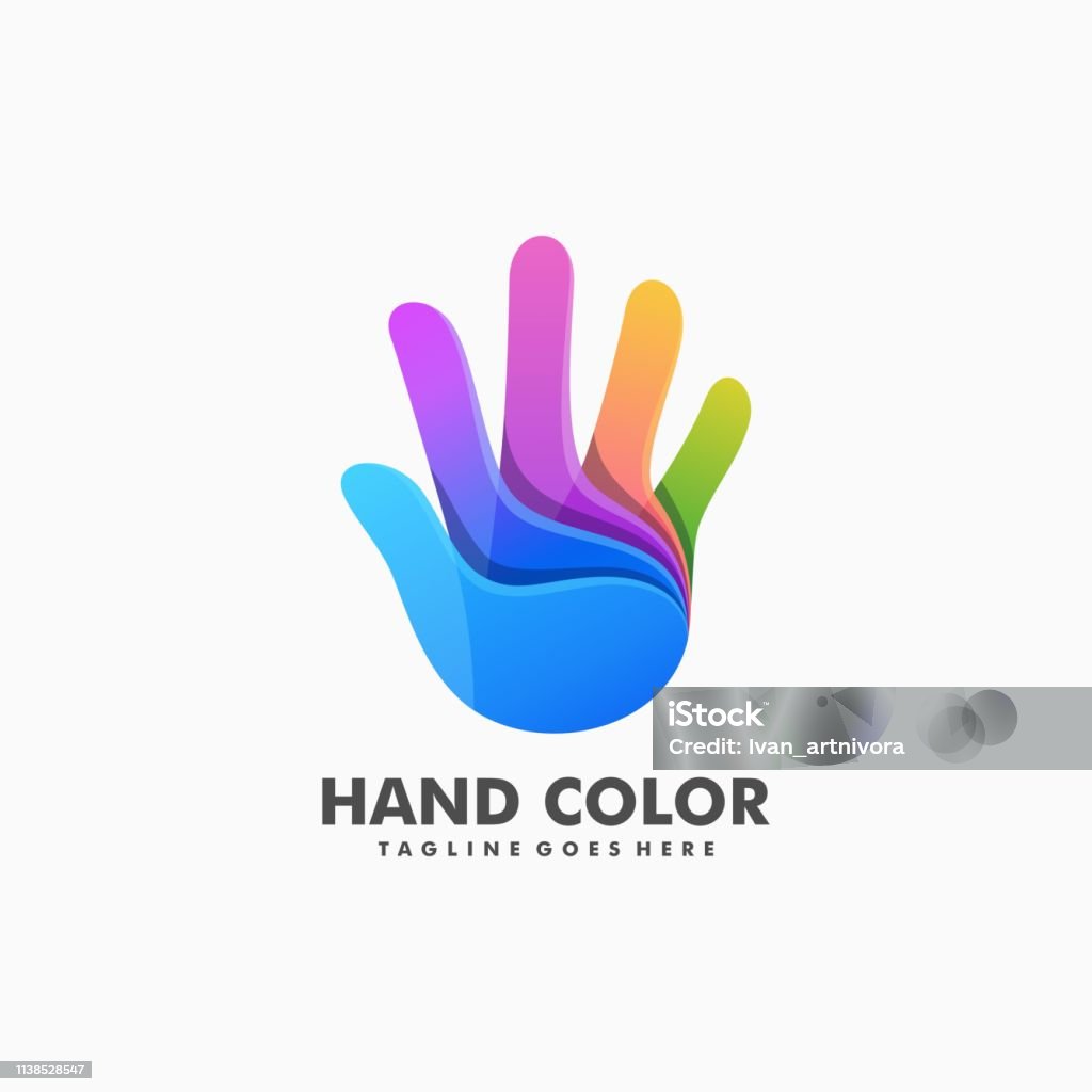 Hand With Color Designs Hand Color Concept Illustration Vector Design Template Stock ...