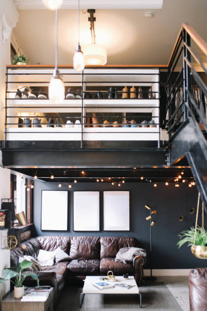 accogliente appartamento loft interno nel centro di los angeles - los angeles county city of los angeles apartment built structure foto e immagini stock