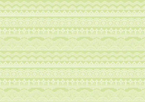 Vector illustration of yellow green background of lace trims.