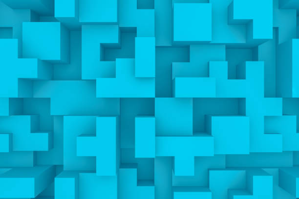 istock 3D Abstract blue geometric shapes, logic game 1138533234