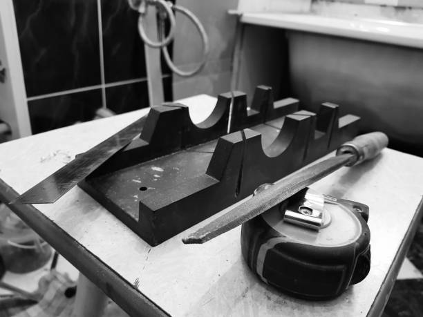 istock Repair - building with tools, tape measure, miter box, file, hacksaw, ruler 1138534853