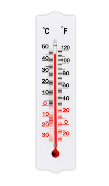 istock Thermometer for measuring air temperature isolated on white background. The thermometer shows plus 46 degrees celsius 1138534980