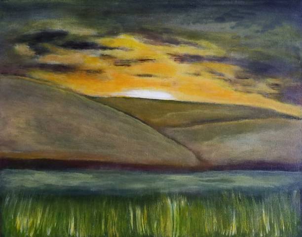 istock Impressionism acrylic painting of hills and mountains with sunlight 1138535091
