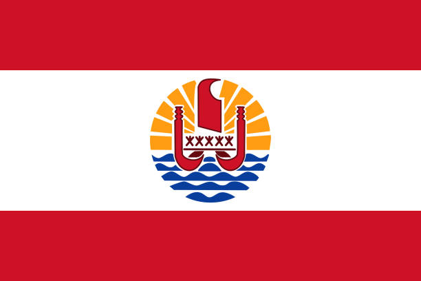 flaga polinezji francuskiej w oficjalnym tempie i kolorach, wektor. - french polynesia flag stock illustrations