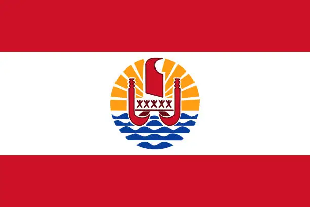 Vector illustration of Flag French Polynesia in official rate and colors, vector.