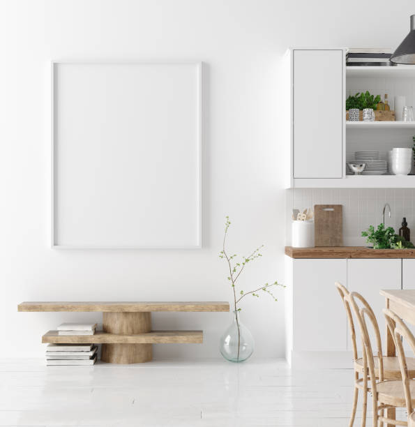 istock Mock up poster frame in kitchen interior background, Scandinavian style 1138536241