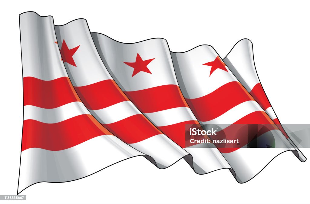 Waving Flag of Washington DC Vector illustration of a Waving Flag of Washington DC. All elements neatly on well-defined layers and groups. Flag stock vector