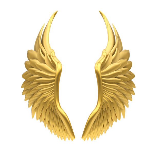 Golden Angel Wings Isolated Stock Photo - Download Image Now - Costume Wing,  Animal Wing, Gold - Metal - iStock