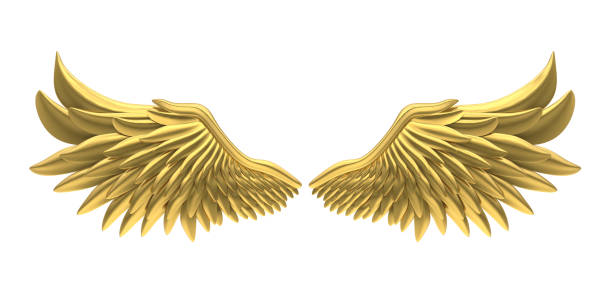 Golden Angel Wings Isolated Stock Photo - Download Image Now - Animal Wing,  Costume Wing, Gold - Metal - iStock