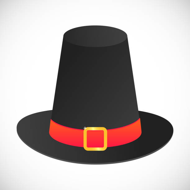 istock Black Gradient Pilgrim Hat Happy Thanksgiving Day Autumn Traditional Harvest Holiday Concept Flat Vector Illustration isolated on white background. 1138545547