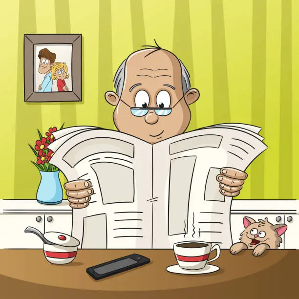 Vector illustration of Man is Reading a Newspaper
