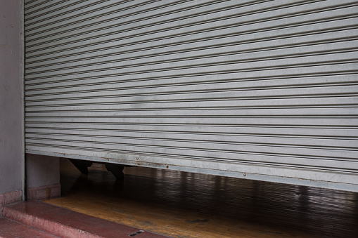 shutter steel rolling door in front of gym