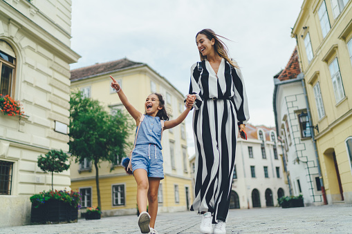Mother with daughter enjoying Hungary during the summer vacation