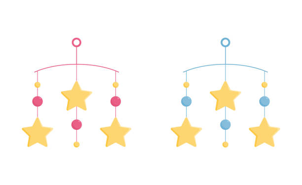 istock Baby crib mobile with yellow stars for bed or pram. 1138555567