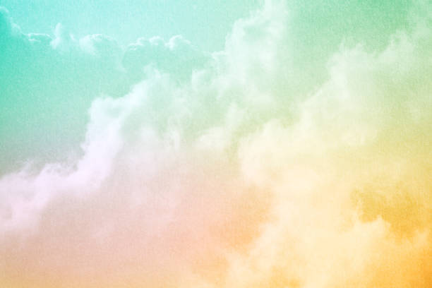 fantastic cloudy sky with pastel gradient color and grunge paper texture , nature abstract background