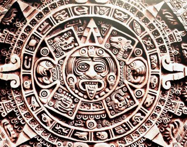 Photo of Modern reproduction of ancient Mayan calendar stone