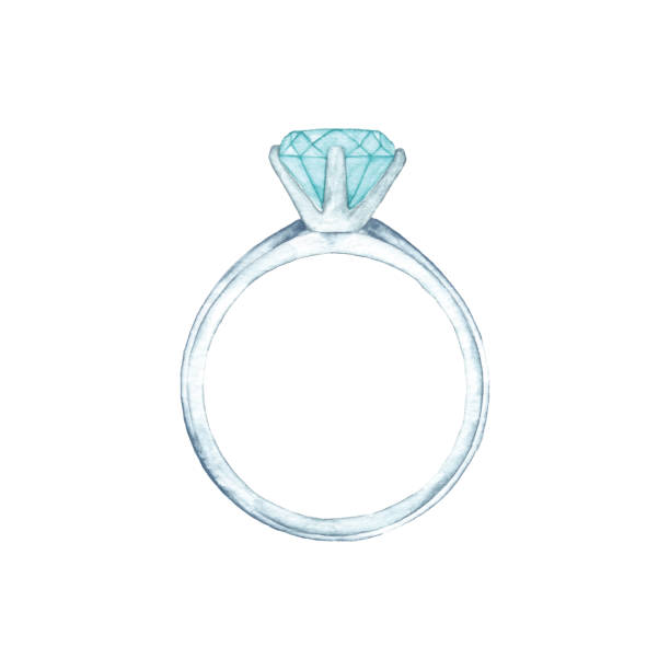 수채화 다이아몬드 반지 - wedding ring stock illustrations