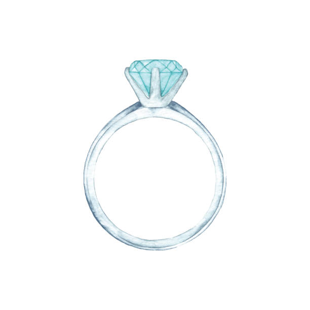 Watercolor Diamond Ring Vector illustration of diamond ring. diamond ring clipart stock illustrations