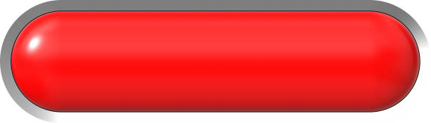 Web button 3d - red glossy realistic with metal frame, easy to expand - 3d rendering