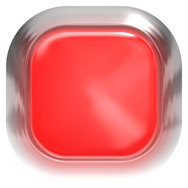 istock Web button 3d - red glossy realistic with metal frame, easy to expand 1138568540