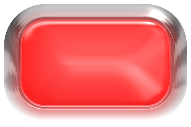 istock Web button 3d - red glossy realistic with metal frame, easy to expand 1138568541