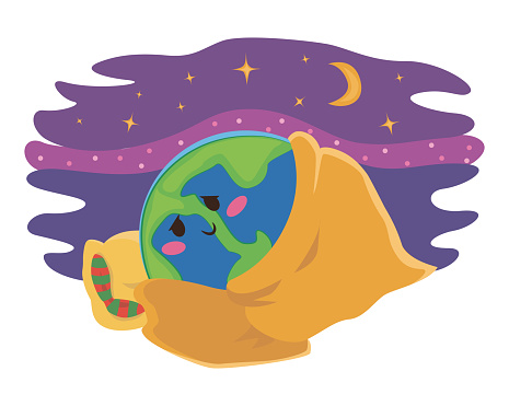 Earth hour. 30 march. Our planet sleeps on the pillow. Flat design vector illustration for web banner, web and mobile, infographics Vector Illustration