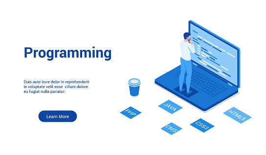 Programmig Blue Programming Blue Template Stock Illustration - Download Image Now ...