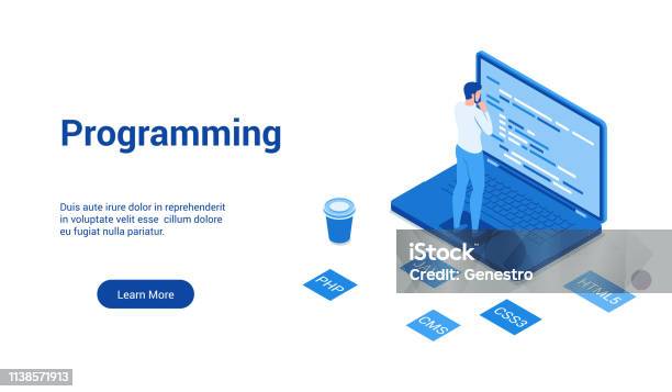 Programming Blue Template Stock Illustration - Download Image Now ...