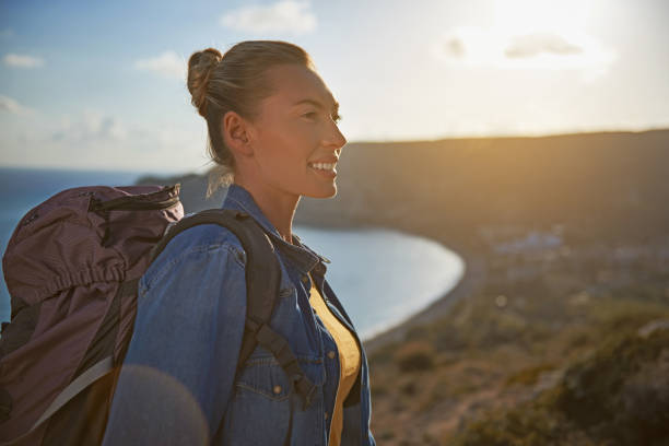 istock Glad female person traveling alone 1138573898
