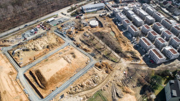 istock Large construction site - housing complex, residential area - aerial view 1138578293