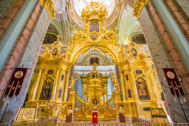 Interior, Peter and Paul Cathedral Interior, Peter and Paul Cathedral peter and paul cathedral st petersburg stock pictures, royalty-free photos & images