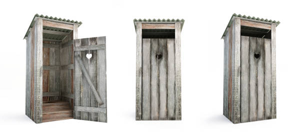 Outdoor toilet on a white background 3D illustration