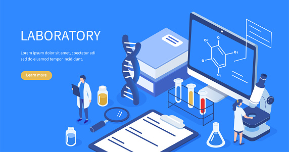 Medical laboratory concept. Can use for web banner, infographics, hero images. Flat isometric vector illustration isolated on white background.