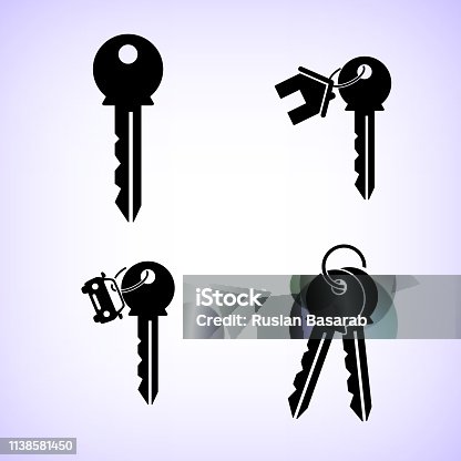 istock key - vector icon; set -  home key; car key 1138581450