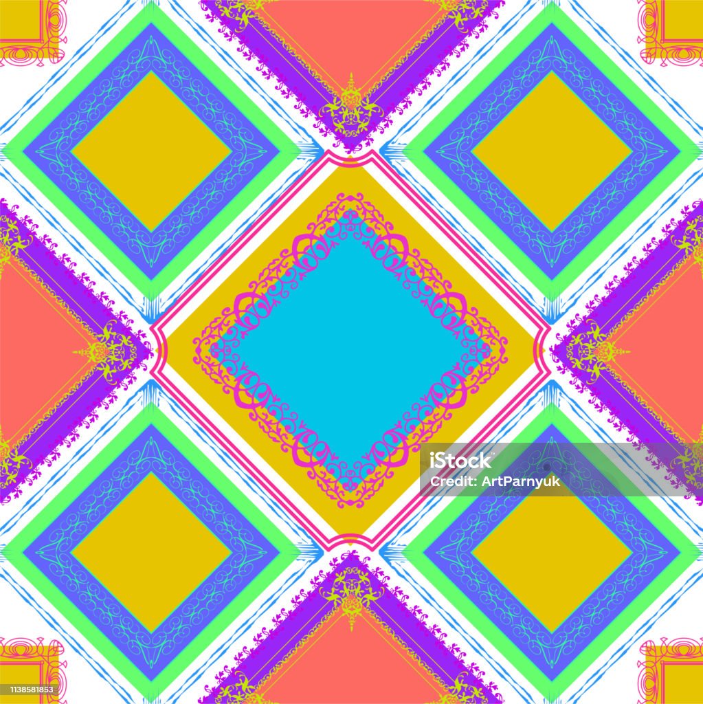 Bright Checked Pattern Checkered Seamless Pattern Of Bright Neon Shades Modern Background For ...