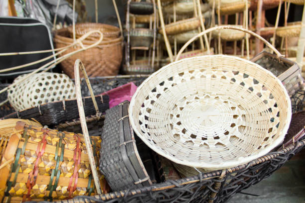 istock Handicraft of Bamboo and wicker Basket 1138584272