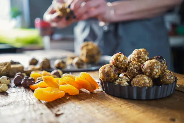 Healthy energy balls made of dried fruits and nuts