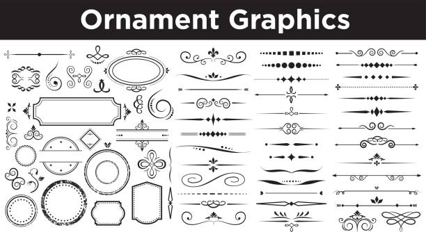 ilustrações de stock, clip art, desenhos animados e ícones de calligraphic - label retro revival frame calligraphy