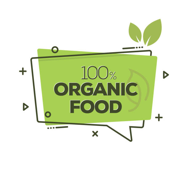 ilustraciones, imágenes clip art, dibujos animados e iconos de stock de insignia de comida orgánica - fruit freshness tree foods and drinks
