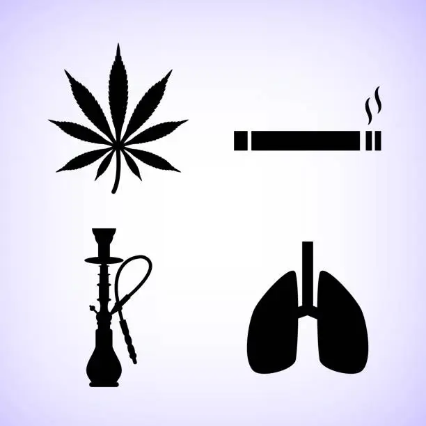 Vector illustration of smoke  vector icon; set