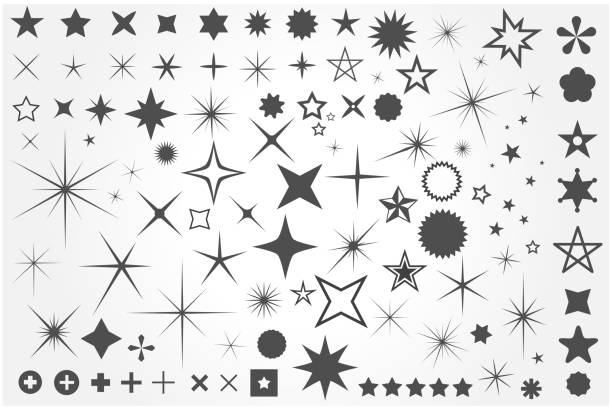 star Sparkle icon set retro burst stock illustrations