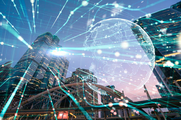 istock Double exposure the city and Global network technology,Futuristic computer digital Abstract background 1138600600