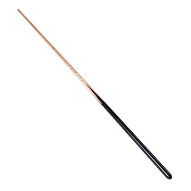 istock wooden cue for billiards with a black handle, on a white background 1138601748
