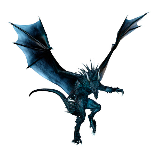 istock 3D illustration black fantasy dragon on white 1138601901