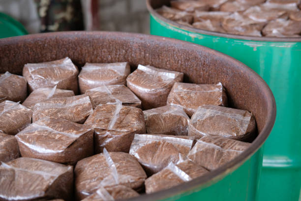 artificial substrate in bag for growing mushroom in farm