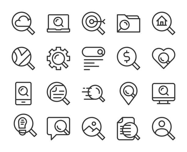 Searching Concept - Line Icons Searching Concept Line Icons Vector EPS File. detective map stock illustrations