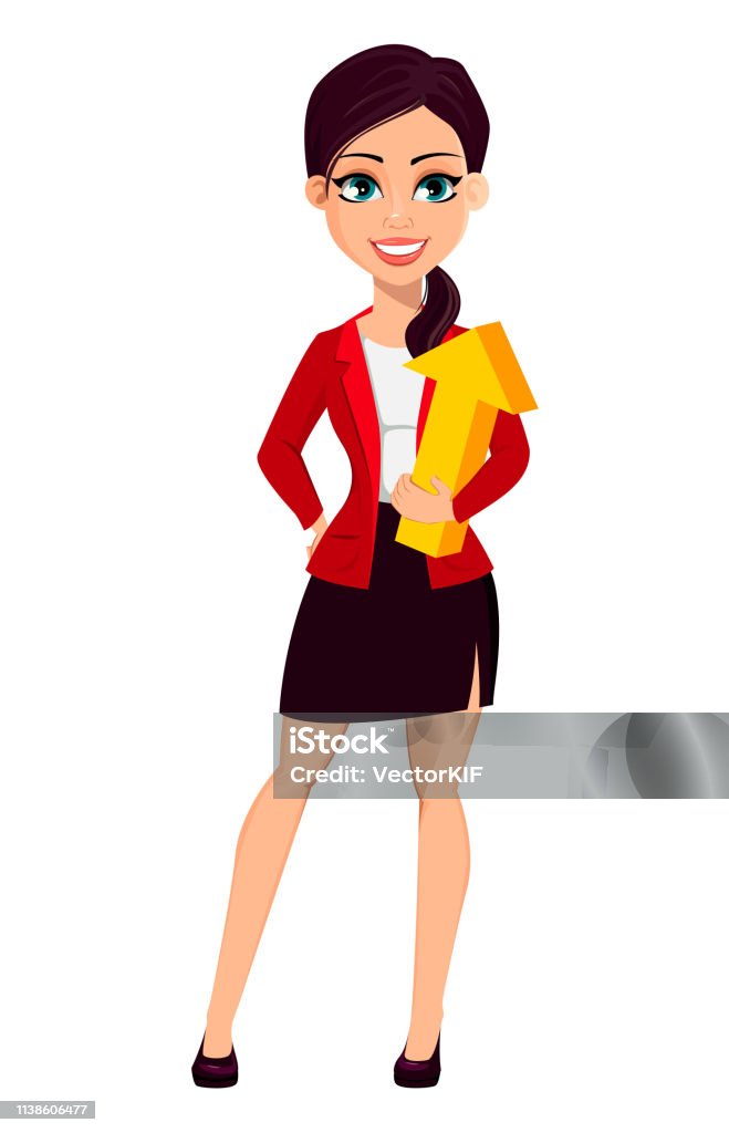 Businesswoman Cartoon Character Beautiful Woman Stock Illustration -  Download Image Now - Adult, Adults Only, Arrow Symbol - iStock