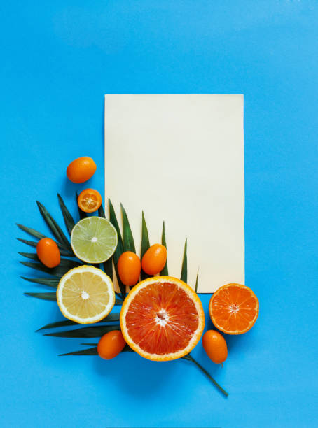 istock Citrus fruits on a blue background 1138609273