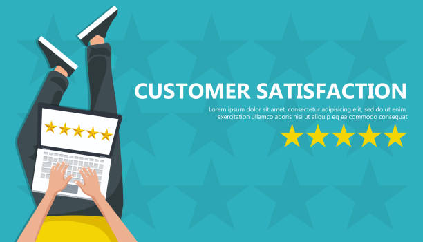 istock Rating on customer service illustration. Man sitting on the floor and holding tablet in his lap. Website rating feedback and review concept. Flat vector illustration 1138609278