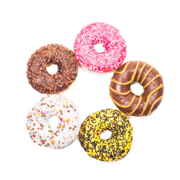 istock Set of five donuts on white background 1138610634
